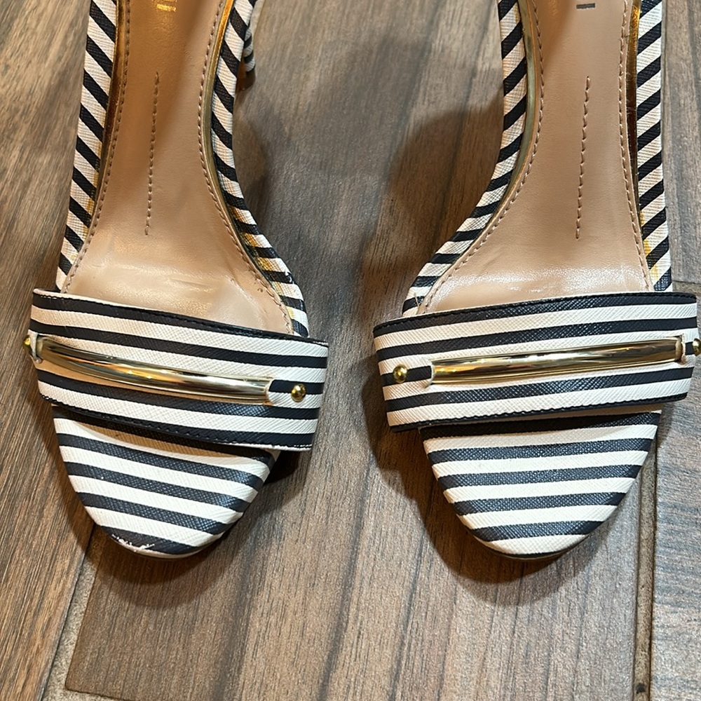 GIANNI BINI Stilleto 4 inches Stripe Black/White size 6M - Picture 3 of 14